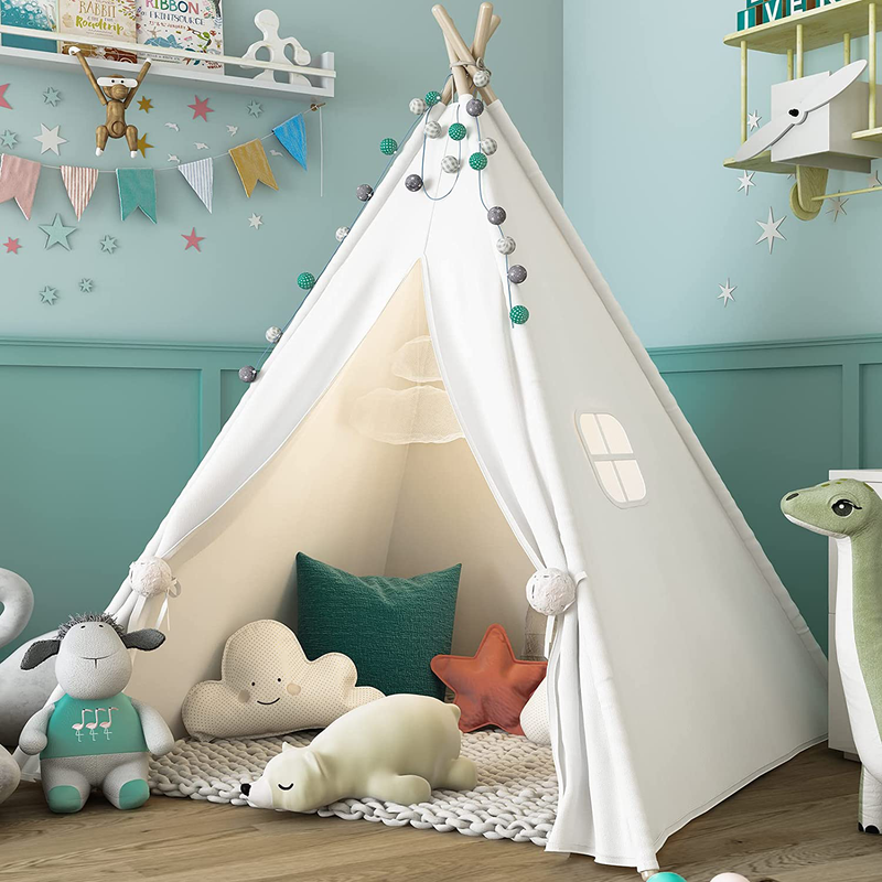 Sumbababy Teepee Tent for Kids with Carry Case, Natural Cotton Canvas Teepee Play Tent, Toys for Girls/Boys Indoor & Outdoor Playing Sporting Goods > Outdoor Recreation > Camping & Hiking > Tent Accessories Sumbababy teepee tent for kids  