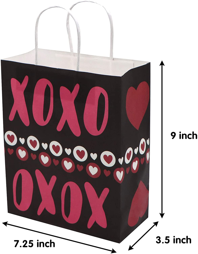 JOYIN 24 Pcs Valentine'S Day Paper Gift Bags with Handle, Paper Wrapping Kraft Bags for Funny Gift Giving Novelty Gift Exchange Gift Wrapping Valentines Day Party Favors