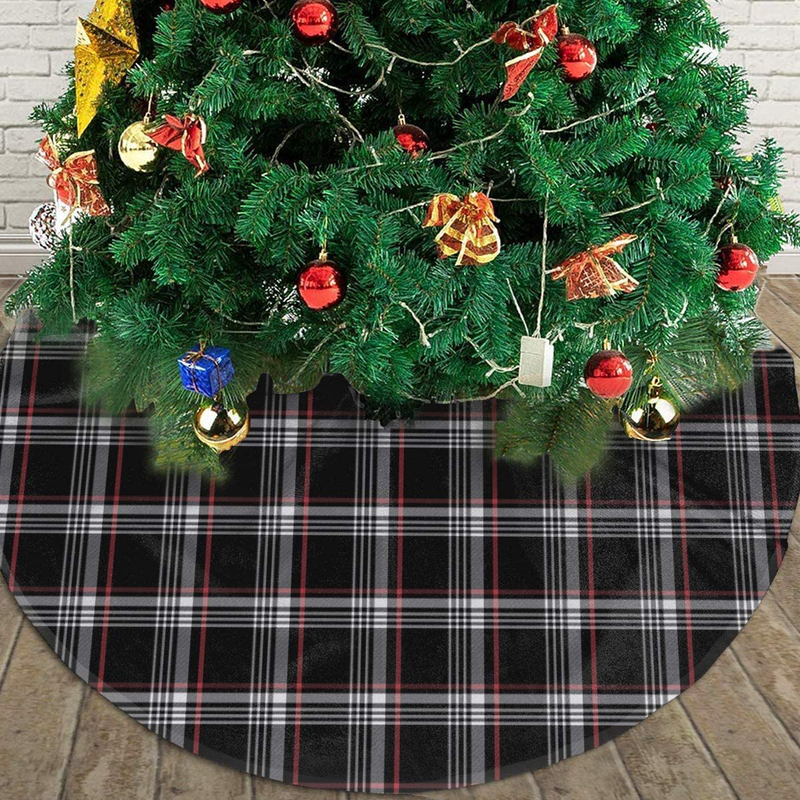 TOLUYOQU Golf GTI Plaid Christmas Tree Skirt with Velvet Xmas Tree Skirt Mat for Christmas Decoration Party and Holiday Decor (36 inch) Home & Garden > Decor > Seasonal & Holiday Decorations > Christmas Tree Skirts TOLUYOQU   