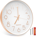 Geekclick 12" Wall Clock [Battery Included], Silent & Large Wall Clocks for Living Room/Office/Home/Kitchen Decor, Modern Style & Easy to Read - Rose Gold &Black Home & Garden > Decor > Clocks > Wall Clocks Geekclick C2: Rose Gold Frame/White Background  
