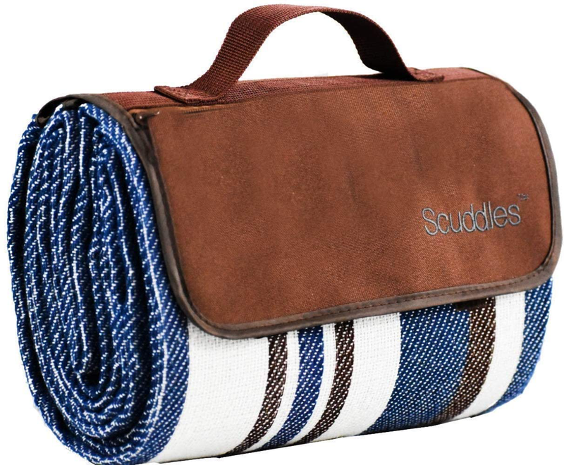 Extra Large Picnic & Outdoor Blanket Dual Layers for Outdoor Water-Resistant Handy Mat Tote Spring Summer Blue and White Striped Great for The Beach, Camping on Grass Waterproof Sandproof (60 X 79) Home & Garden > Lawn & Garden > Outdoor Living > Outdoor Blankets > Picnic Blankets scuddles Blue 60 X 79 