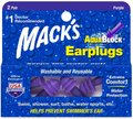 Mack's AquaBlock Swimming Earplugs - Comfortable, Waterproof, Reusable Silicone Ear Plugs for Swimming, Snorkeling, Showering, Surfing and Bathing Sporting Goods > Outdoor Recreation > Boating & Water Sports > Swimming McKeon Products, Inc. 2 Pair - Purple  