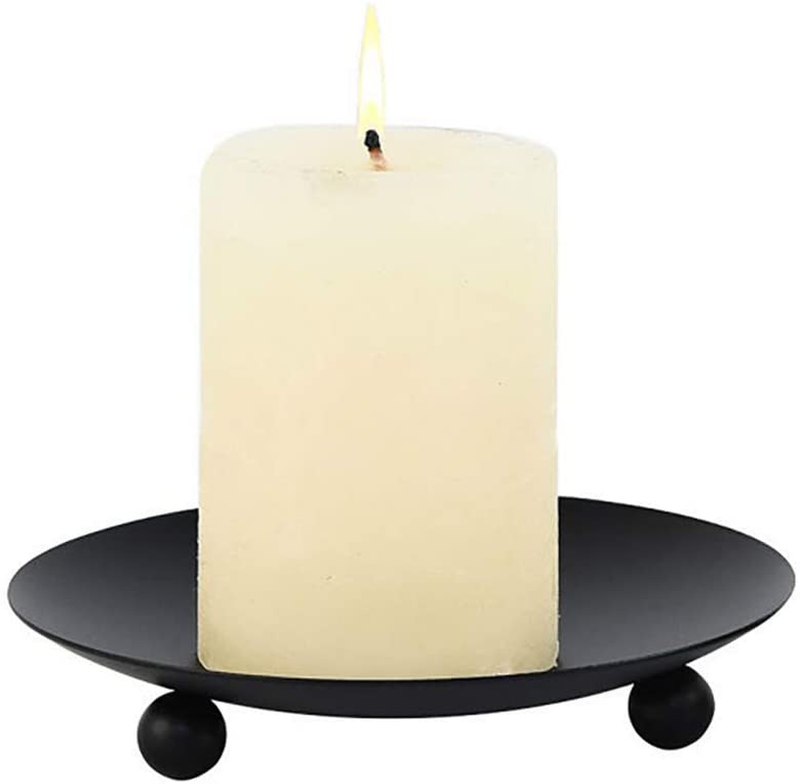 STKYGOOD Candle Holders Set of 2 Christmas Classic Candle Holders Candle Candlesticks Frosted Iron Modern Candle Holders for Living Room/Dinning Room Table Decoration Black