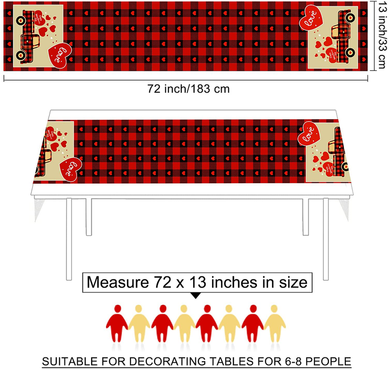 Ruisita Valentines Day Table Runner 72 X 13 Inches Flannel Car Valentines Day Table Decor Buffalo Plaid Table Runners for Wedding Party Supplies Home & Garden > Decor > Seasonal & Holiday Decorations Ruisita   