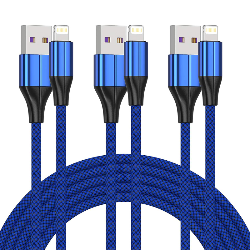iPhone Charger Cable (3 Pack 10 Foot), [MFi Certified] 10 Feet Nylon Braided Lightning Cable, iPhone Charging Cord USB Cable Compatible with iPhone 11/Pro/X/Xs Max/XR/8 Plus /7 Plus/6/ iPad Electronics > Electronics Accessories > Power > Power Adapters & Chargers FEEL2NICE Blue 6ft 