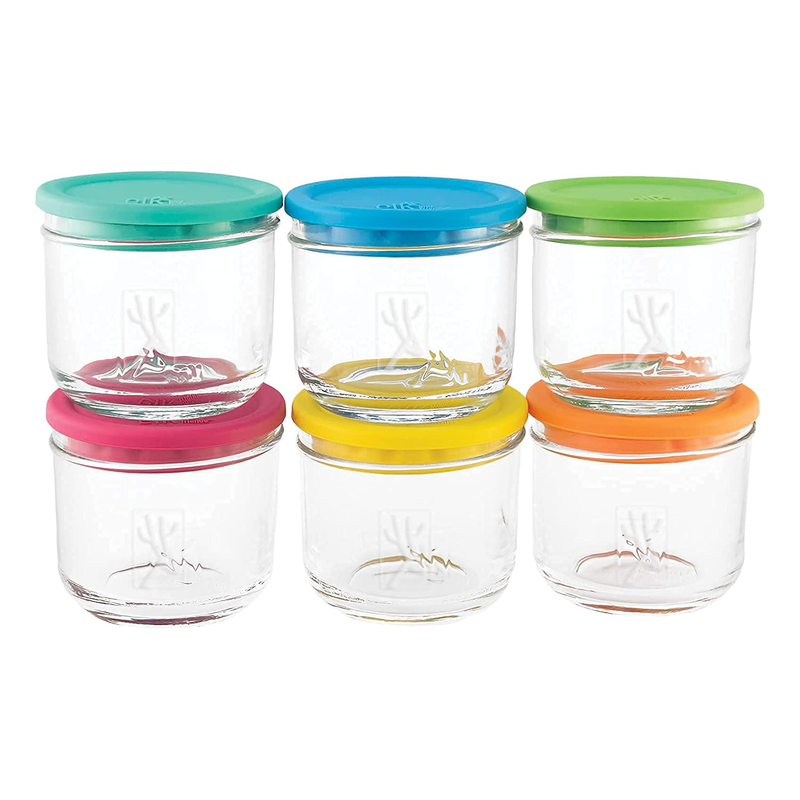 Elk and Friends 5oz Borosilicate Glass Baby Food Storage Jars with Silicone Lid | Available in 12 or 6 Set | Strong Glass Storage Containers | Microwave, Oven & Dishwasher Safe | Infant and Babies Home & Garden > Decor > Decorative Jars Elk and Friends Vibrant Colors (6 Pack)  