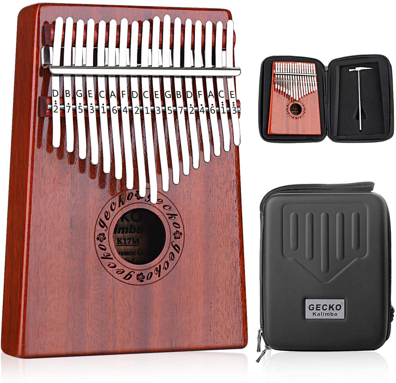 GECKO Kalimba 17 Keys Thumb Piano with Waterproof Protective Box,Tune Hammer and Study Instruction,Portable Mbira Sanza Finger Piano,Gift for Kids Adult Beginners Professional  Gecko Default Title  