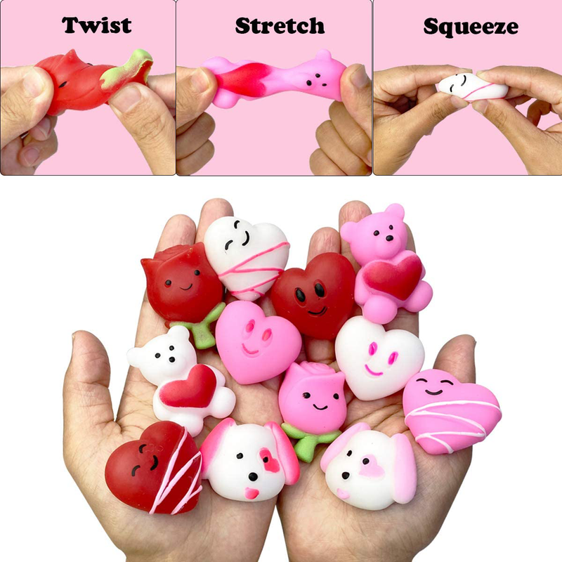 QINGQIU 24 PCS Valentines Day Mochi Squishy Toys Squishies for Kids School Class Classroom Valentines Day Cards Gifts Prizes Party Favors Home & Garden > Decor > Seasonal & Holiday Decorations QINGQIU   