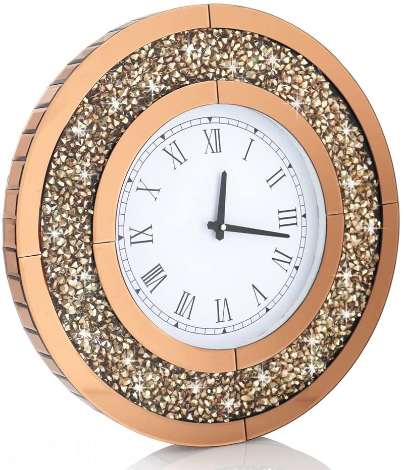 Silver Square Mirror Clock Crystal Sparkle Twinkle Bling Floating Diamond Mirrored Large Wall Clock 20x20x2inches for Wall Decoration Silver Glass Mirror Home Décor. AA Battery is not Included. Home & Garden > Decor > Clocks > Wall Clocks DMDFIRST Rose Gold  