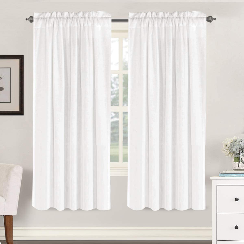 Linen Curtains Light Filtering Privacy Protecting Panels Premium Soft Rich Material Drapes with Rod Pocket, 2-Pack, 52 Wide x 96 inch Long, Natural Home & Garden > Decor > Window Treatments > Curtains & Drapes H.VERSAILTEX White 52"W x 72"L 