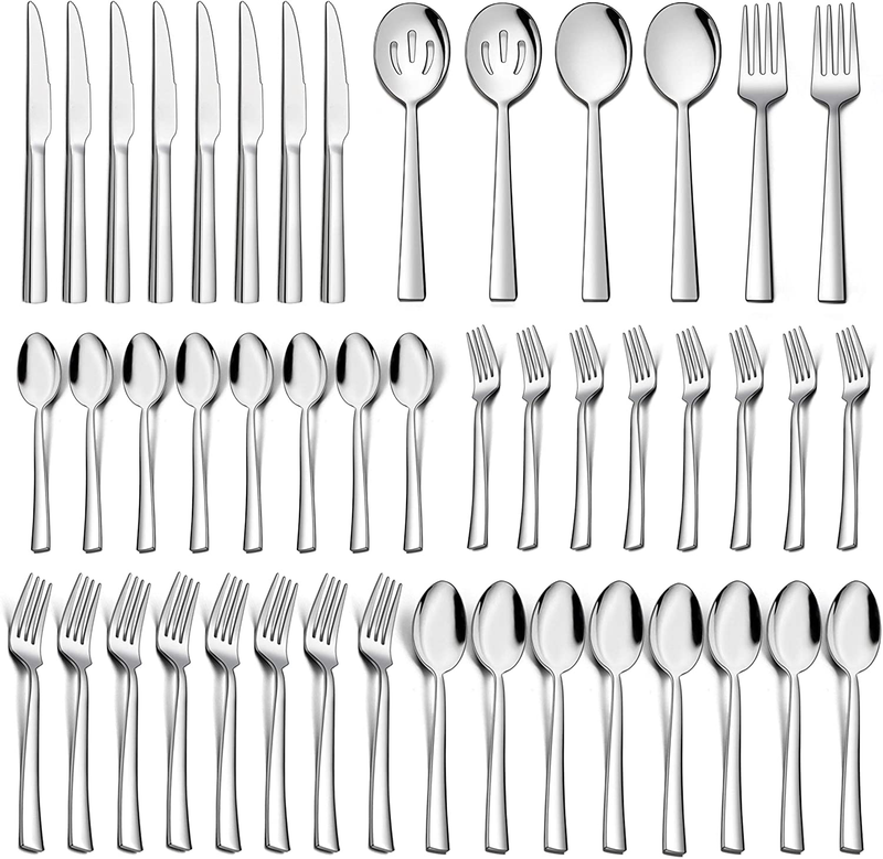 Homikit 36-Piece Silverware Flatware Set with Serving Utensils, Stainless Steel Square Cutlery Set for 6, Eating Utensils Includes Fork Spoon Knife, Dishwasher Safe Home & Garden > Kitchen & Dining > Tableware > Flatware > Flatware Sets Homikit 46  