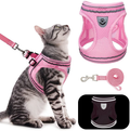 PUPTECK Breathable Cat Harness and Leash Set - Escape Proof Cat Vest Harness, Reflective Adjustable Soft Mesh Kitty Puppy Harness, Easy Control for Outdoor Walking Animals & Pet Supplies > Pet Supplies > Cat Supplies > Cat Apparel PUPTECK Pink L: chest girth: 16 - 18 in 