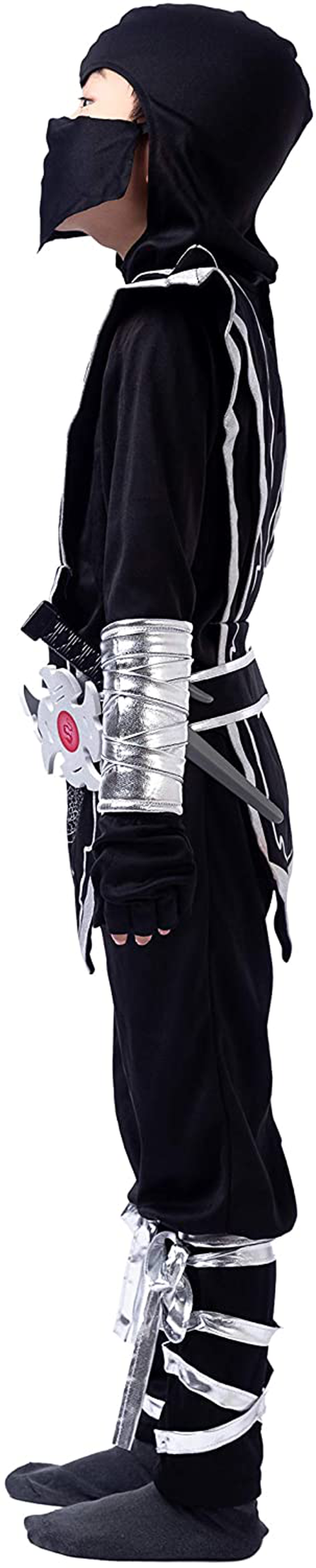 Silver Ninja Deluxe Costume Set with Ninja Foam Accessories Toys for Kids Kung Fu Outfit Halloween Ideas Apparel & Accessories > Costumes & Accessories > Costumes Spooktacular Creations   