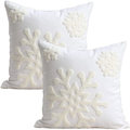 Elife 18x18 Soft Canvas Christmas Winter Snowflake Style Cotton Linen Embroidery Throw Pillows Covers w/Invisible Zipper for Bed Sofa Cushion Pillowcases for Kids Bedding (1 Pair, White) Home & Garden > Decor > Seasonal & Holiday Decorations& Garden > Decor > Seasonal & Holiday Decorations Elife White  