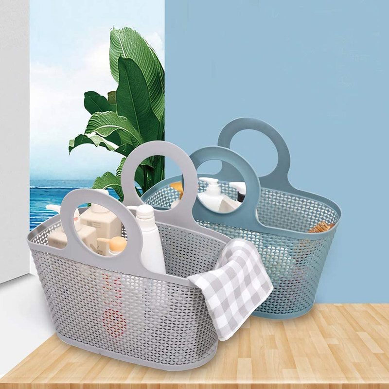 Plastic Shower Caddy, Portable Storage Basket Tote for Bathroom, Kitchen, Dorm Room, round Handle Organizer (Grey) Sporting Goods > Outdoor Recreation > Camping & Hiking > Portable Toilets & Showers UUJOLY   