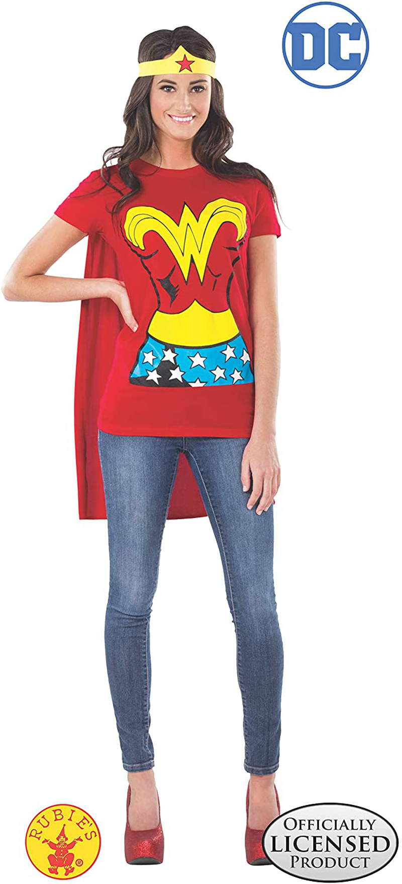 Rubies Women's DC Comics Wonder Woman T-Shirt with Cape and Headband Apparel & Accessories > Costumes & Accessories > Costumes KOL DEALS   
