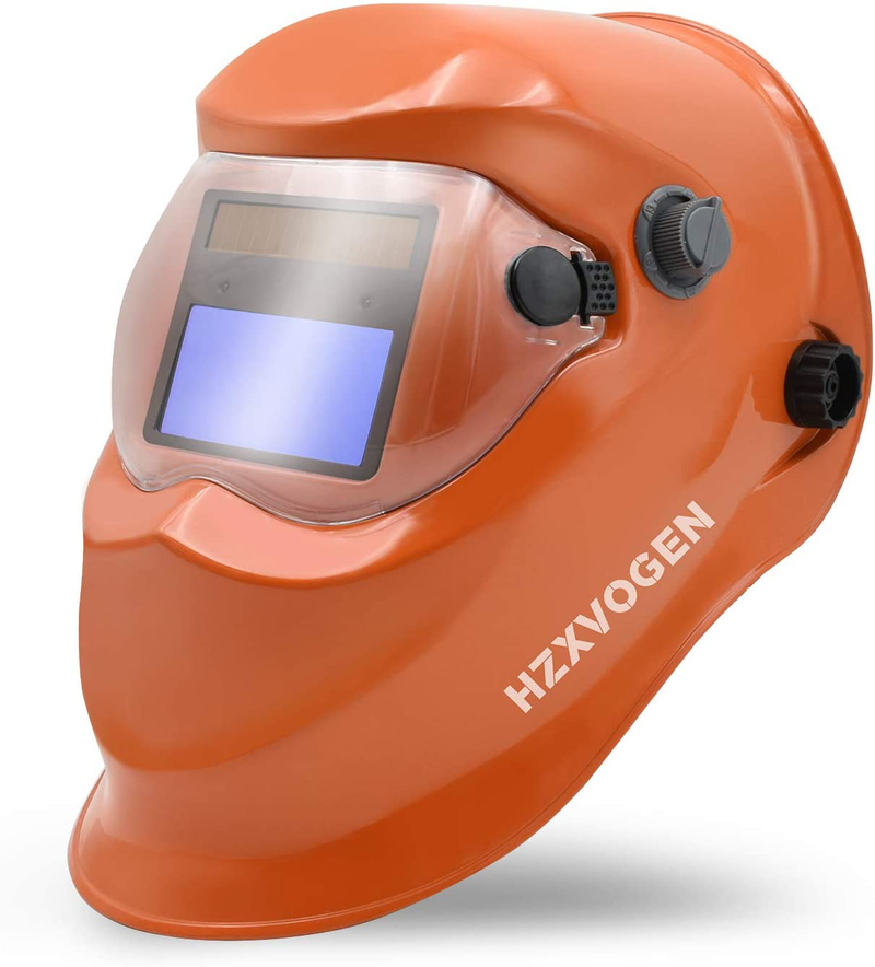 HZXVOGEN 3.94"X3.66" Large Viewing Screen True Color Solar Powered Auto Darkening welding Helmet 4 Arc Sensor Wide Shade 4~5/9-9/13 for TIG MIG Arc Weld Grinding Welder Mask (Model:LY800F) Business & Industrial > Work Safety Protective Gear > Welding Helmets H HZXVOGEN 7500-orange  