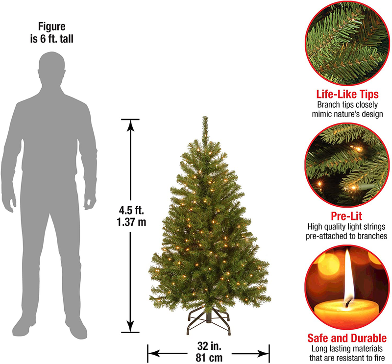 National Tree Company Pre-lit Artificial Christmas Tree | Includes Pre-strung White Lights and Stand | North Valley Spruce - 4.5 ft Home & Garden > Decor > Seasonal & Holiday Decorations > Christmas Tree Stands National Tree   