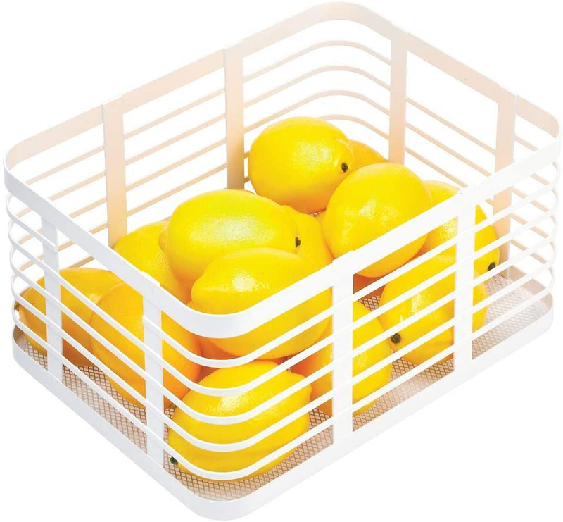 mDesign Modern Decor Metal Wire Food Organizer Storage Bin Basket for Kitchen Cabinets, Pantry, Bathroom, Laundry Room, Closets, Garage - White Home & Garden > Decor > Seasonal & Holiday Decorations mDesign   
