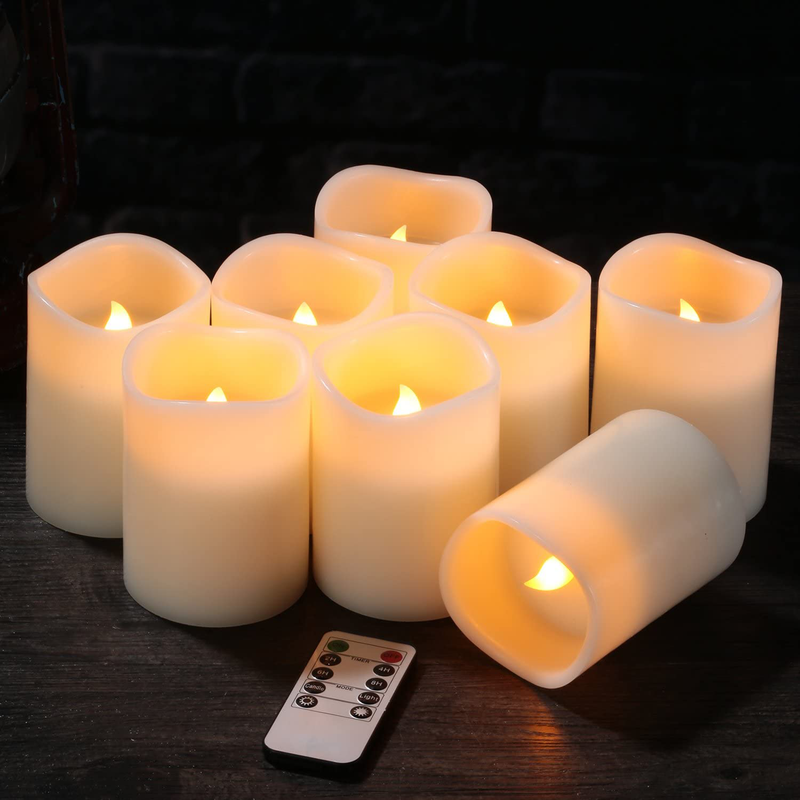 Flameless Candles Battery Operated Candles Set of 12(D:3" X H:4") Pillar Real Wax Led Candles with 10-Key Remote and Cycling 24 Hours Timer Home & Garden > Decor > Home Fragrances > Candles flamecan   