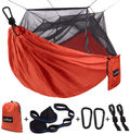 Sunyear Single & Double Camping Hammock with Net, Portable Outdoor Tree Hammock 2 Person Hammock for Camping Backpacking Survival Travel, 10ft Hammock Tree Straps and 2 Carabiners, Easy to Setup Home & Garden > Lawn & Garden > Outdoor Living > Hammocks Sunyear B/Orange 59"W*106"L 