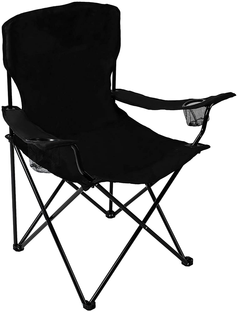 Pacific Pass Full Back Quad Chair for Outdoor and Camping with Cooler and Cup Holder, Carry Bag Included, Supports 300Lbs, Middle, Black Sporting Goods > Outdoor Recreation > Camping & Hiking > Camp Furniture Pacific Pass Black Cup Holders 