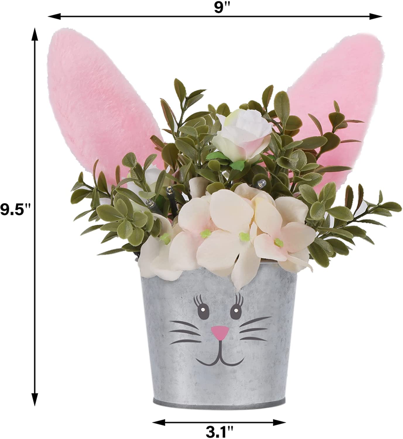Prsildan Easter Decorations Artificial Flower with Bunny Ear, Lighted Easter Table Decor Bunny Flowers, Easter Tabletop Decorations for Home Table Mantle Office Spring Party Home & Garden > Decor > Seasonal & Holiday Decorations Prsildan   