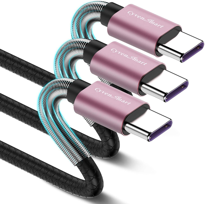 CyvenSmart [3 Pack 6ft] Compatible with Samsung Galaxy S10 S9 S8 Plus Cord Charger(3A Fast Charging), TPE USB C Cable,USB A to Type C Replacement for Samsung A10/A20/A51/Note 9/8,LG V50 V40 G8 G7 Electronics > Electronics Accessories > Power > Power Adapters & Chargers CyvenSmart gold 1Foot 