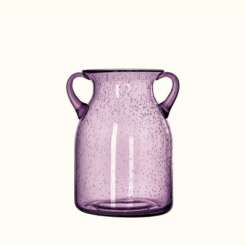 KIANG Bamberoom Handblown Colorful Glass Vases with Handle (Blue, Purple, Grey, Green), for Home Decorative, Home centerpieces, Wedding Party, Hotel, Restaurant, Cafes. (Small, Grey) Home & Garden > Decor > Vases KIANG Purple Small 