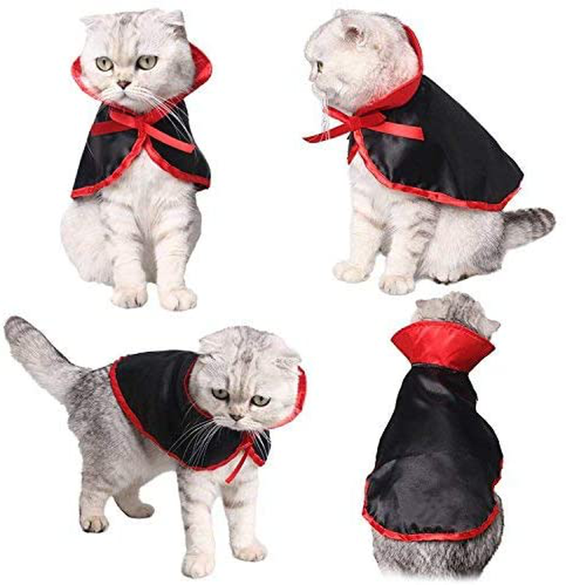 Legendog Cat Costume Halloween Pet Costumes Red Velvet Pet Cape with Hat Pet Apparel for Small Dogs and Cats (Cape & Horn & Hat) (Halloween Cape) Animals & Pet Supplies > Pet Supplies > Cat Supplies > Cat Apparel Legendog   