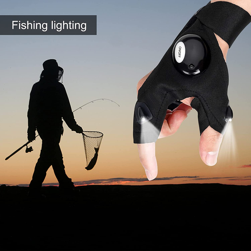 Fathers Day Dad Gifts from Daughter Son LED Finger Flashlight Gloves Tool Gadget as Fishing Camping Hiking Repairing Gear Gifts for Dad Men for Christmas Stocking Stuffers/Birthday/Thanksgiving Day Sporting Goods > Outdoor Recreation > Camping & Hiking > Camping Tools FilmHOO   