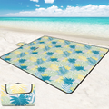 ROSMARUS Large Beach Picnic Blanket, 79" 79" Foldable Camping Outdoor Blanket, Waterproof Backing Picnic Mats for Camping Hiking Beach Grass Travelling Festivals Yellow Waves Home & Garden > Lawn & Garden > Outdoor Living > Outdoor Blankets > Picnic Blankets ROSMARUS Green-leaves 59"*79" 