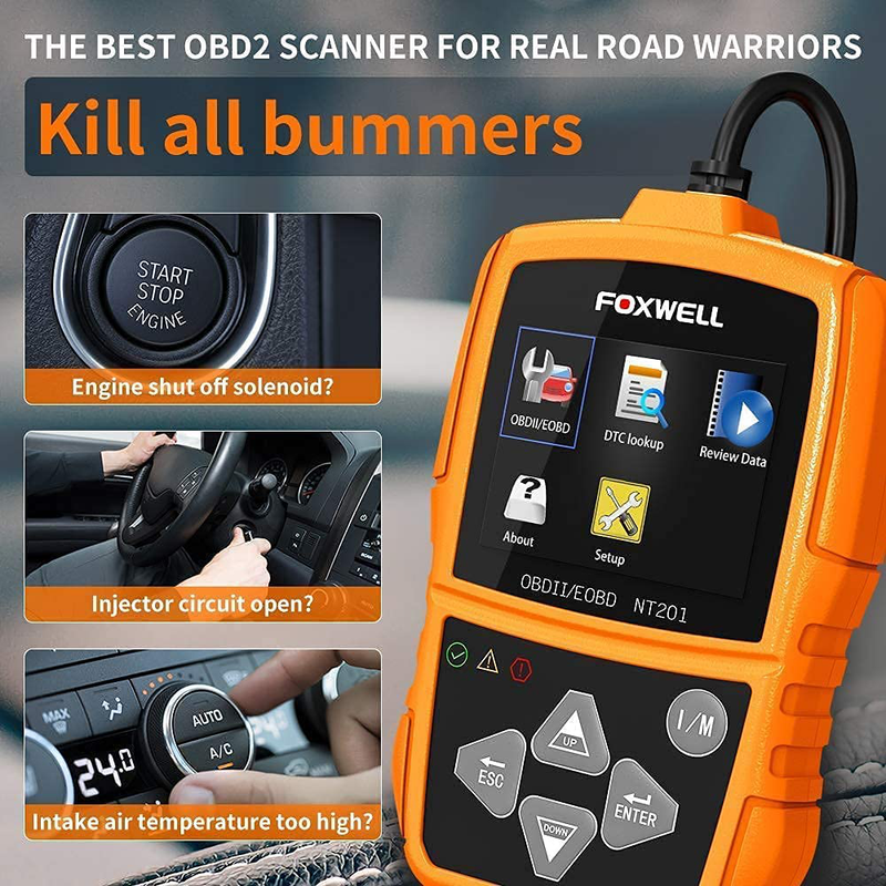 FOXWELL NT201 OBD2 Scanner Check Engine Light Car Code Reader Emission Analyzer Car Diagnostic Scanner for All Cars  ‎Foxwell   