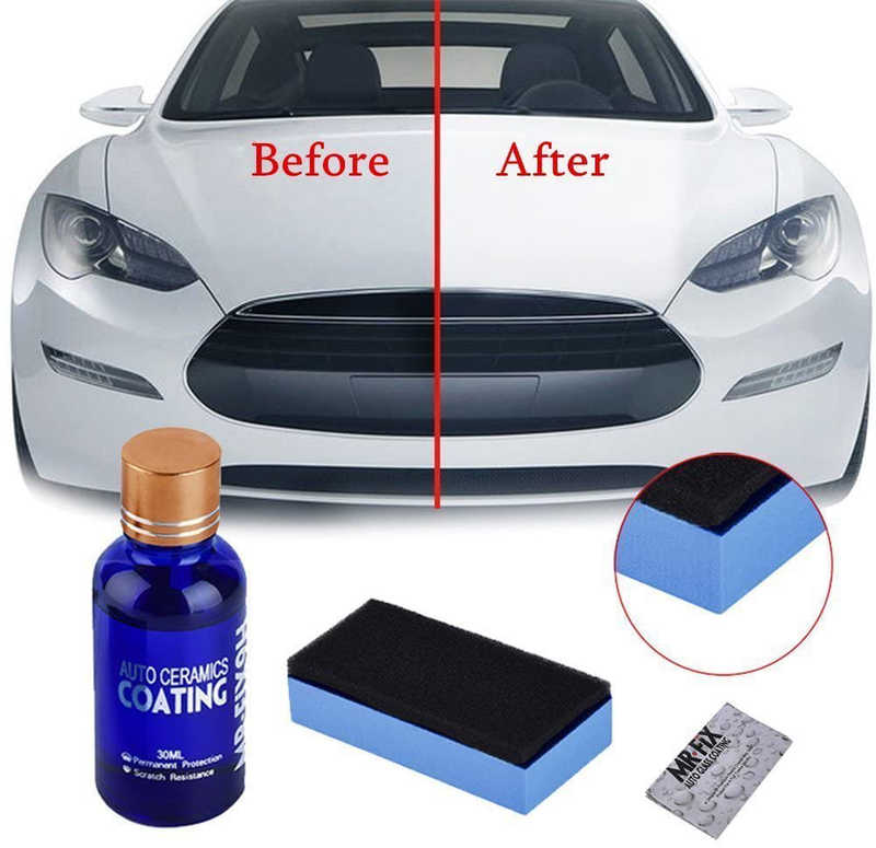 Malcm High Gloss Ceramic Car Coating Kit, Anti-scratch Car Polish Exterior Care Paint Sealant 9H Hardness 30ML (1Pcs)  Malcm   