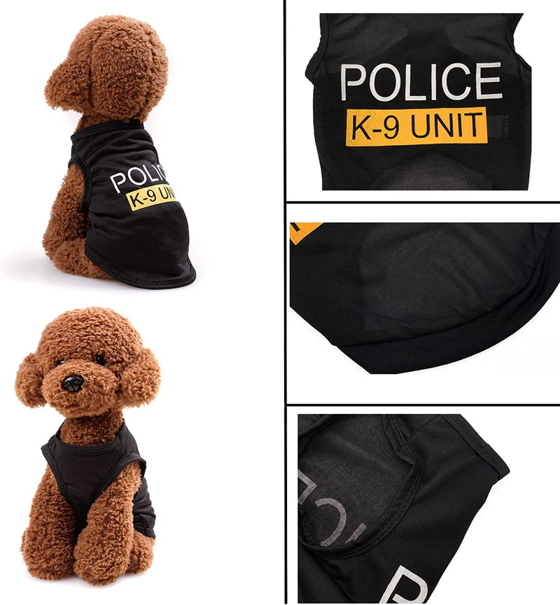 Dog T-Shirt Pet Police Dog Cat Clothes Summer Costumes Puppy Shirt, Breathable Outfits Vest Apparel for Extra Small Medium Doggy Boy and Girl Animals & Pet Supplies > Pet Supplies > Dog Supplies > Dog Apparel TOLOG   
