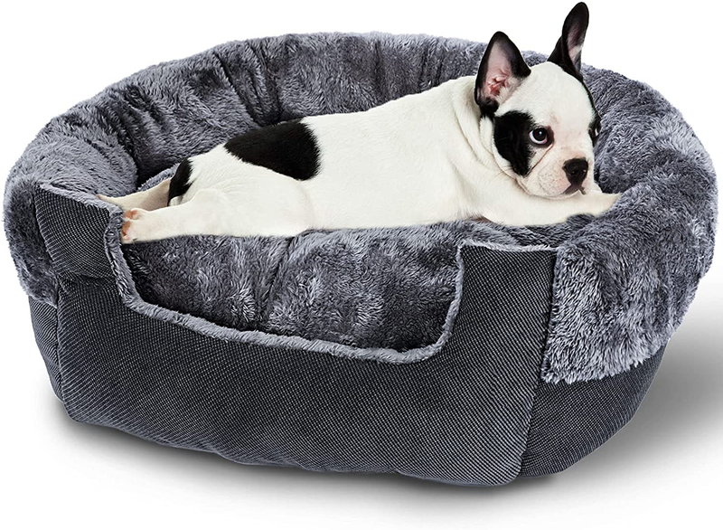 GASUR Dog Beds for Small Dogs & Cat Beds for Indoor Cats, Detachable Machine Washable Soft & Plush Calming Dog Bed, round Pet Beds for Indoor Cats, Warming & Cooling Kitten Puppy Bed Animals & Pet Supplies > Pet Supplies > Dog Supplies > Dog Beds GASUR Bluish grey 25*25 inch 