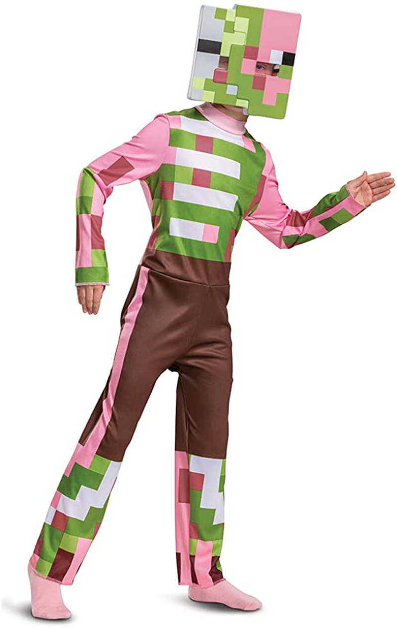 Minecraft Costume Zombie Pigman Outfit for Kids, Halloween Minecraft Costumes Apparel & Accessories > Costumes & Accessories > Costumes Disguise Medium (7-8)  