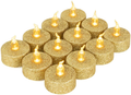Homemory LED Candles, Lasts 2X Longer, Realistic Tea Lights Candles, LED Tea Lights, Flickering Bright Tealights, Battery Operated/Powered, Flameless Candles, White Base, Batteries Included, Set of 12 Home & Garden > Decor > Home Fragrances > Candles Homemory Gold Glitter  
