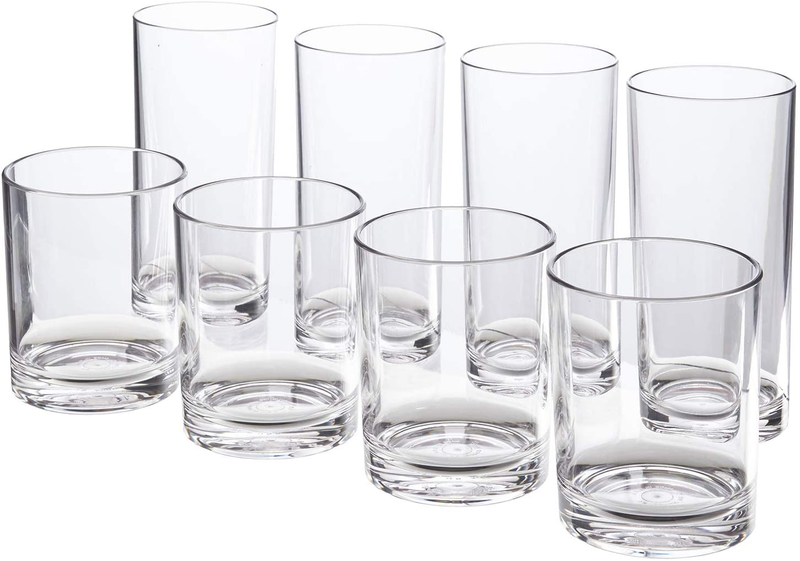 Classic 8-piece Premium Quality Plastic Tumblers | 4 each: 12-ounce and 16-ounce Clear Home & Garden > Kitchen & Dining > Tableware > Drinkware US Acrylic Multi-size  