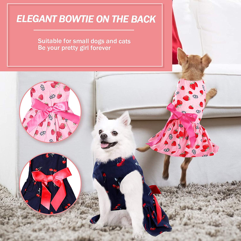 KOESON 2 Pack Dog Dresses Pet Princess Skirts with Ribbon Bowknot, Cute Puppy Sundress Spring Summer Shirts Vest for Small Dogs Cats, Pet Apparel Clothes Doggie Costume for Wedding Holiday Birthday Animals & Pet Supplies > Pet Supplies > Cat Supplies > Cat Apparel KOESON   