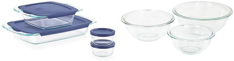 Pyrex Grab Glass Bakeware and Food Storage Set, 8-Piece, Clear