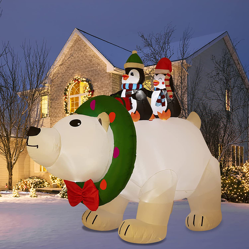 Double Couple 7.7FT Christmas Inflatable Polar Bear with Penguin Outdoor Decoration with Build in LEDs Blow up Indoor Yard Garden Lawn Decoration Home & Garden > Decor > Seasonal & Holiday Decorations& Garden > Decor > Seasonal & Holiday Decorations Double Couple   