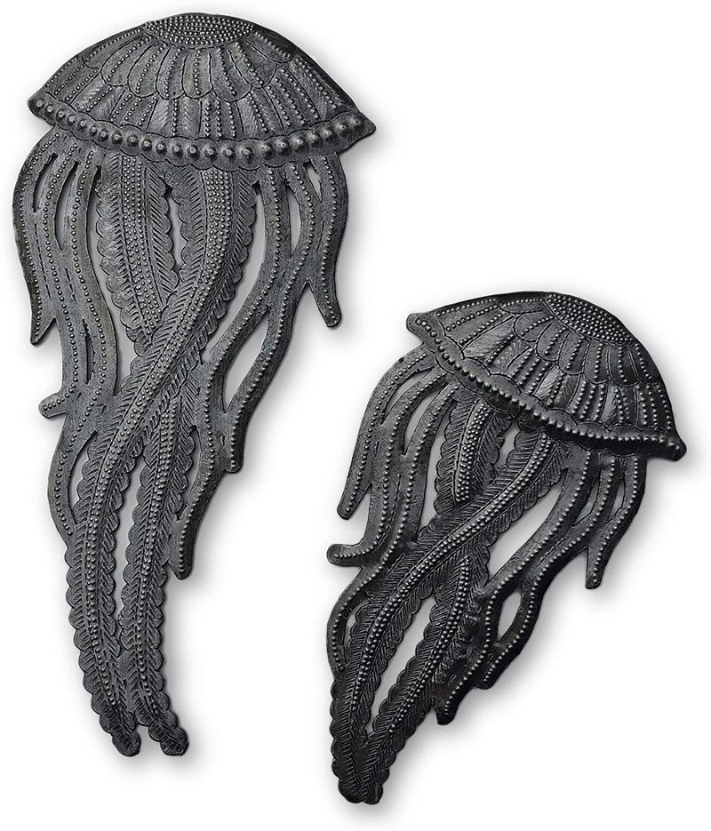 Sea Life Wall Decorations, Handmade, Sea Horse Family, Set of 3, Silver Bronze, Haitian 13 In. x 5 In, 8 In. x 3 In. (Seahorse Decor) Home & Garden > Decor > Artwork > Sculptures & Statues It's Cactus Jellyfish Decor  