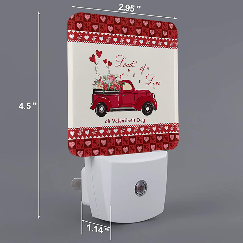 Valentine'S Plug-In LED Night Light-Happy Valentine'S Day Red Rose Truck Love,Smart Dusk to Dawn Sensor Night Lamp for Bedroom Kids Room Nursery Hallway Stairs Kitchen Wall Decorative