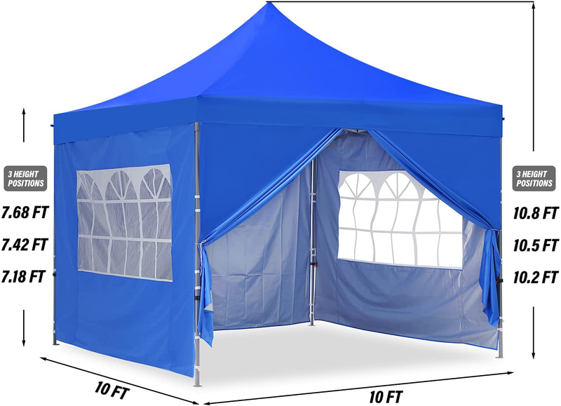 GDY 10x10 Ft Outdoor Pop Up Canopy Tent, Commercial Portable Instant Folding Shelter Gazebos Blue Waterproof Canopies with Carrying Bag Home & Garden > Lawn & Garden > Outdoor Living > Outdoor Structures > Canopies & Gazebos gdy   