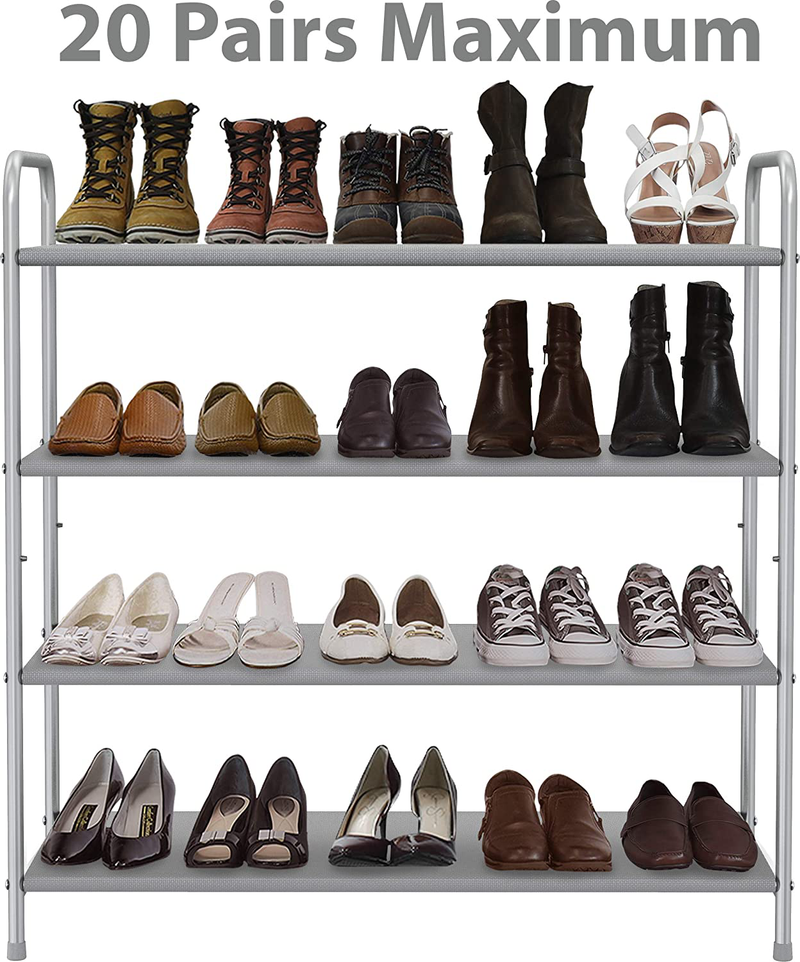 Simple Houseware 4-Tier Shoe Rack Storage Organizer 20-Pair, Grey Furniture > Cabinets & Storage > Armoires & Wardrobes Simple Houseware   