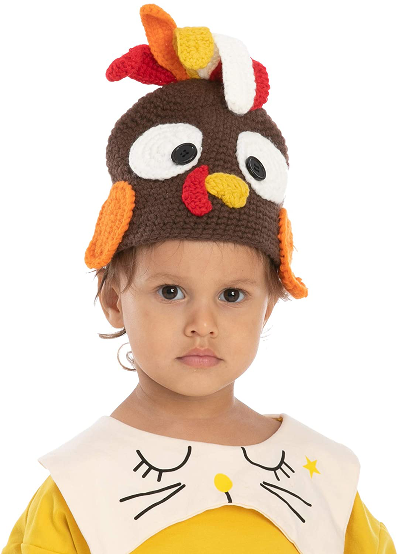 Thanksgiving Christmas Turkey Beanie Hat Cap Cute Cartoon Animal Beanie with Ear Flap Photograph Props for Baby Toddlers Brown, Dress Up Party, Role Play, Hat Photo Prop and Carnival Cosplay