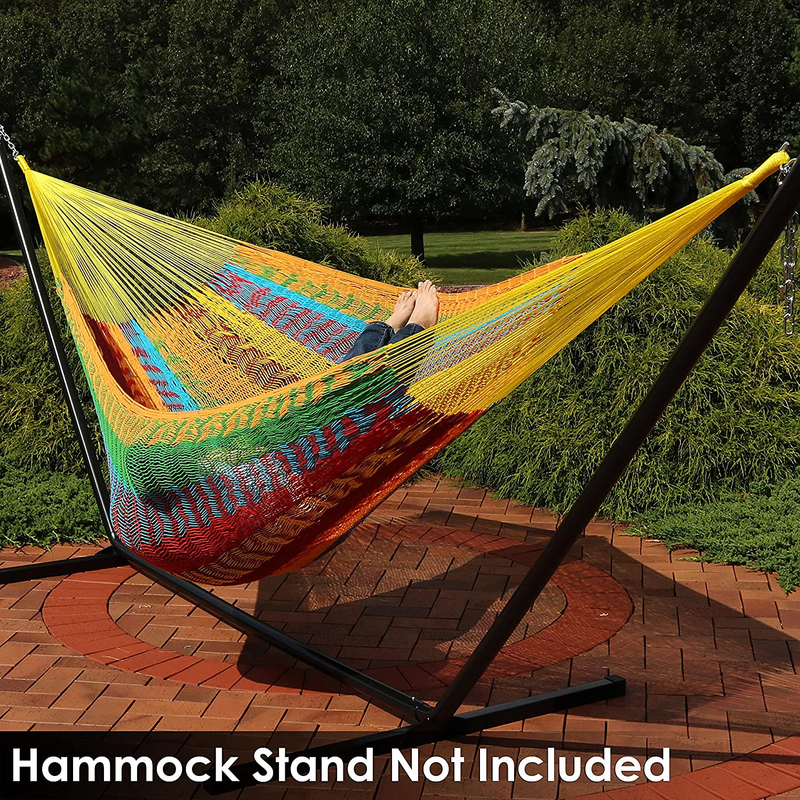 Sunnydaze Mayan Family Hammock Hand-Woven XXL Thick Cord, Heavy Duty 880-Pound Capacity, Multi-Color Home & Garden > Lawn & Garden > Outdoor Living > Hammocks Sunnydaze Decor   