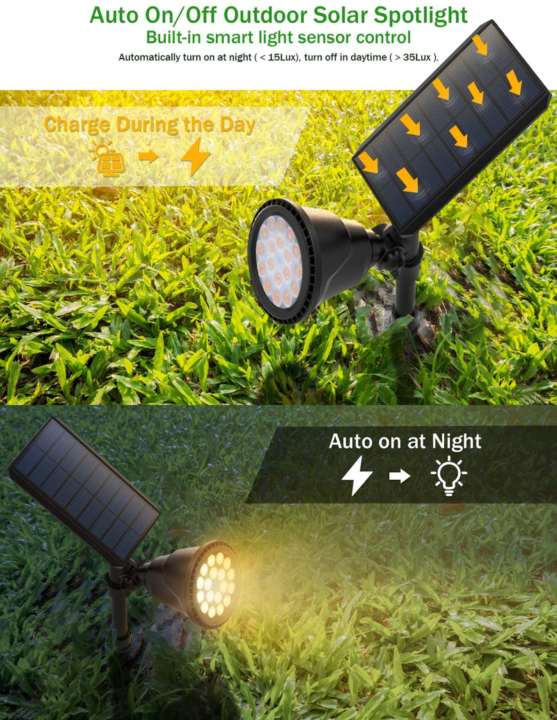 OSORD Solar Lights Outdoor, Upgraded Waterproof 18 LED 2-in-1 Solar Landscape Spotlights Wall Light Auto On/Off Solar Powered Landscaping Lighting for Garden Yard Driveway Porch Walkway (-Warm White) Home & Garden > Lighting > Flood & Spot Lights OSORD   