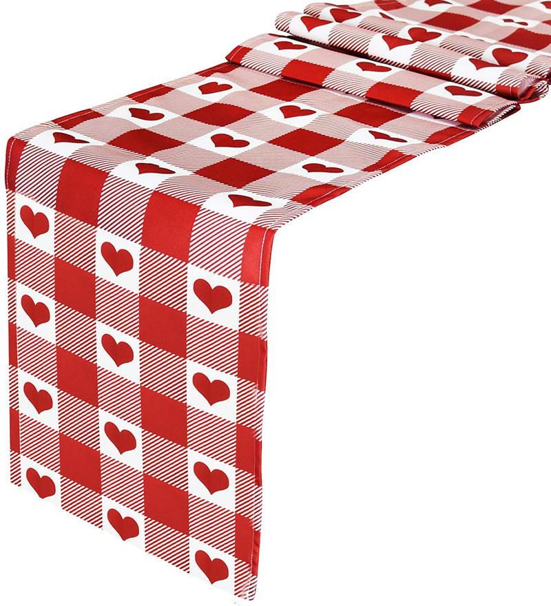 HOVEOX Valentines Day Table Runner Mother'S Day Table Runner Love Heart Table Runner for Valentine'S Day Mother'S Day Home Wedding Party Home & Garden > Decor > Seasonal & Holiday Decorations HOVEOX   
